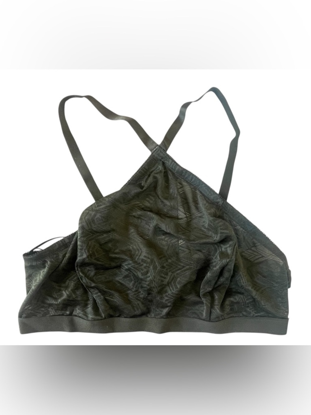 Torrid Lace-Textured High-Neck Bralette in Dark Green